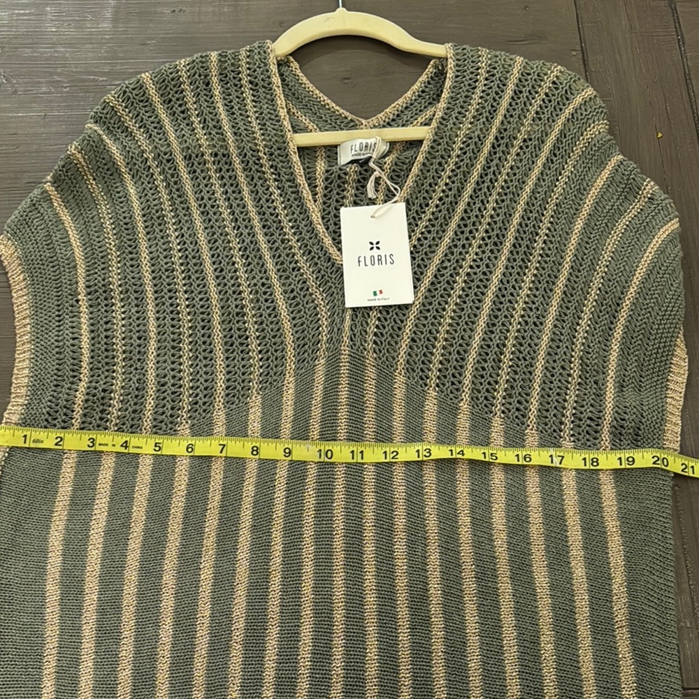 Floris Italian Knit Beach Cover Up Maxi Dress in Olive and Gold NWT - Picture 6 of 6